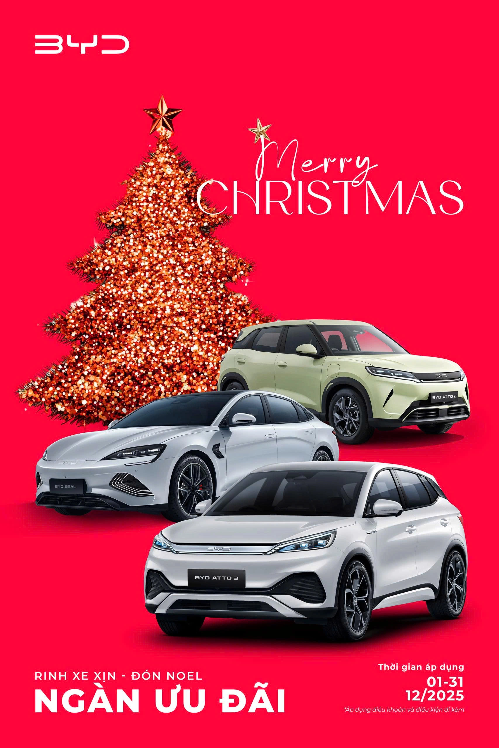 Giá xe điện BYD tháng 12/2025 với chương trình 