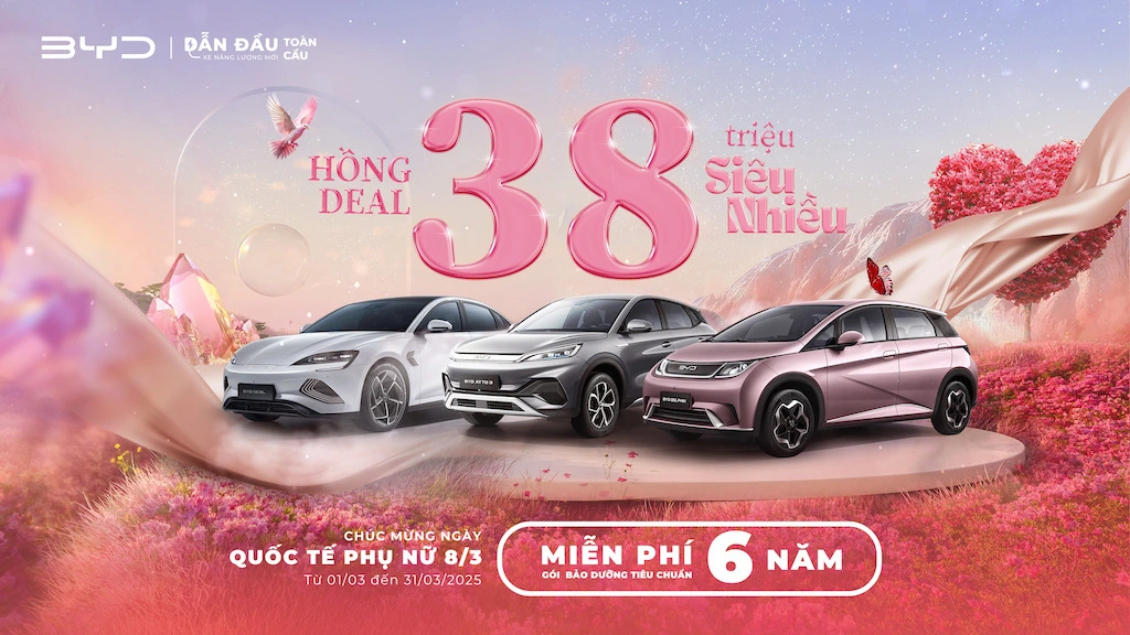 Chào tháng 3, BYD tung ưu đãi lên tới 38 triệu đồng cho 3 dòng xe tại Việt Nam